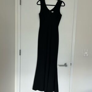 Black low v dress the population gown